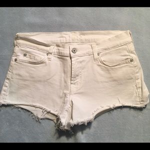 7 For All Mankind White Denim Shorts Size 28